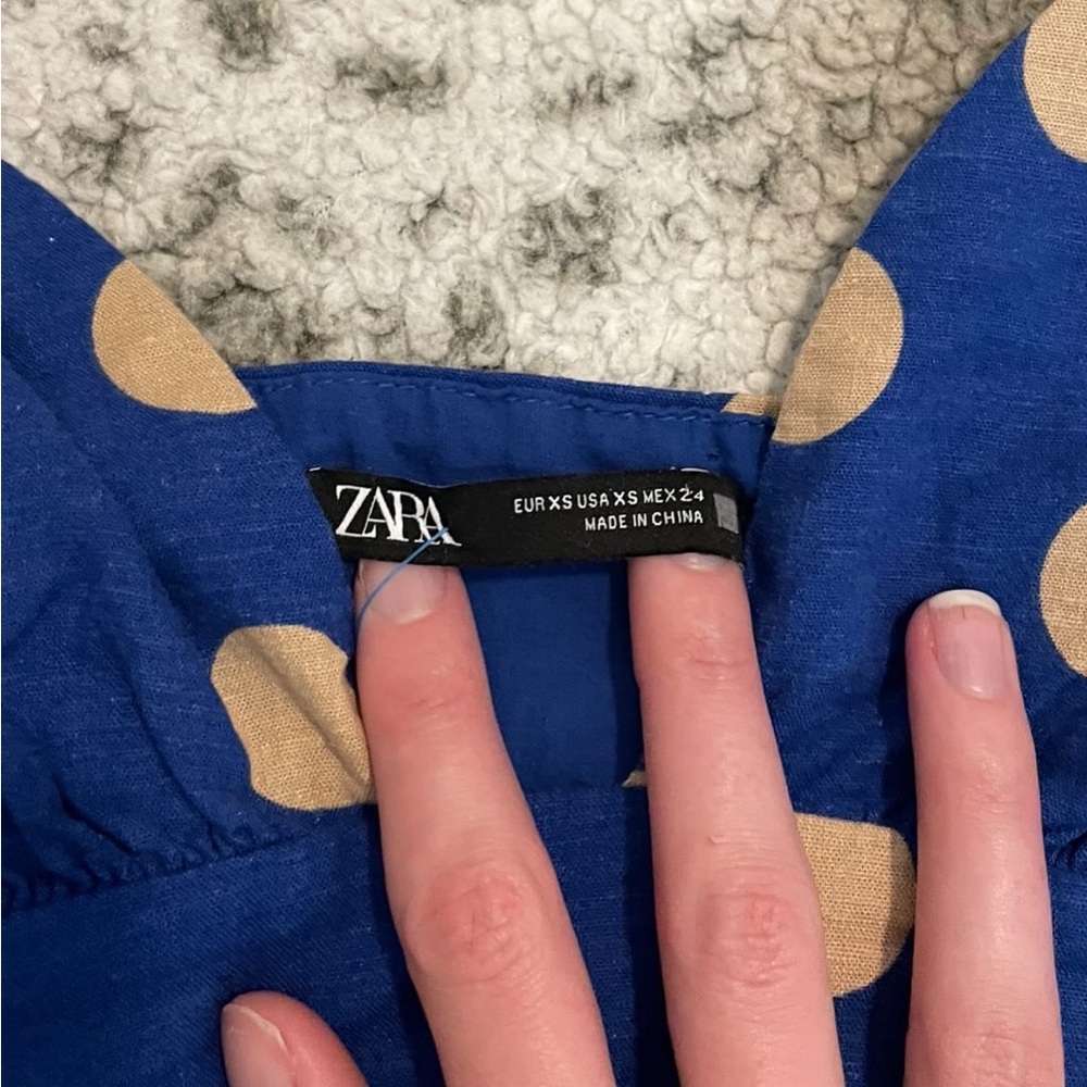 Zara polka dot linen midi dress - Picture 5 of 5
